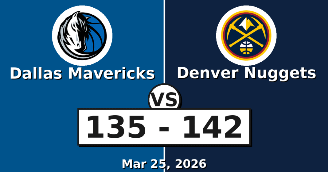 Dallas Mavericks vs Denver Nuggets Match Player Stats (Mar 25, 2026)