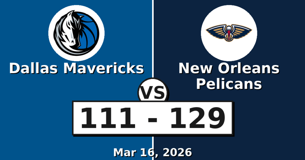 Dallas Mavericks vs New Orleans Pelicans Match Player Stats