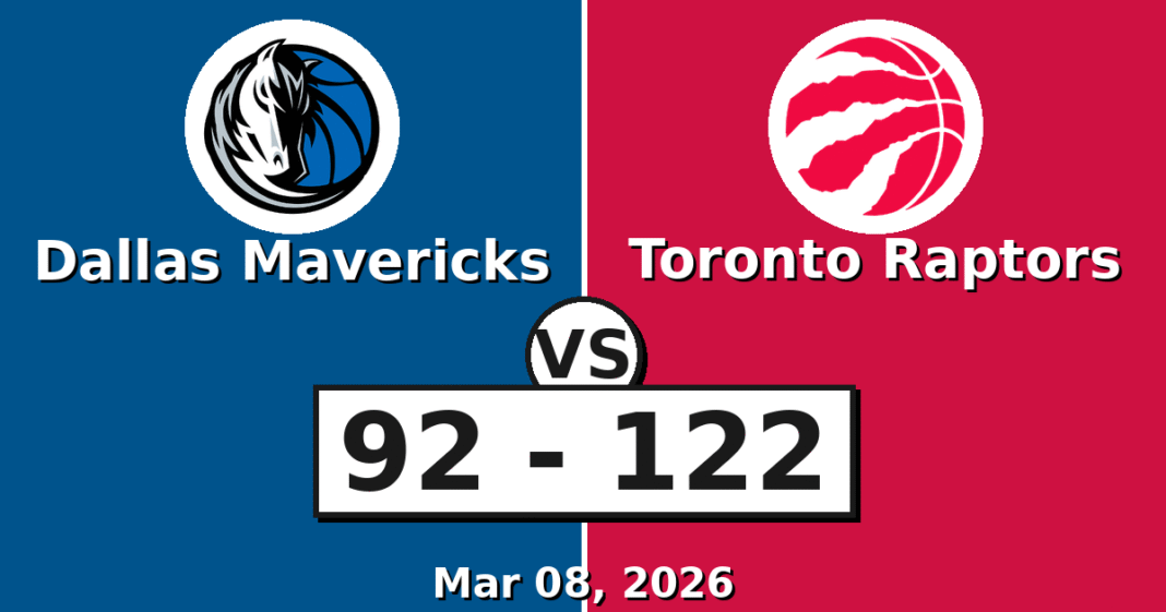 Dallas Mavericks vs Toronto Raptors Match Player Stats (Mar 08, 2026)
