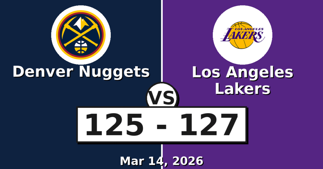 Denver Nuggets vs Los Angeles Lakers Match Player Stats (Mar 14, 2026)