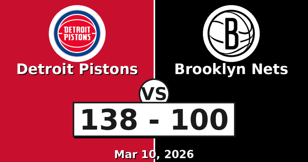 Detroit Pistons vs Brooklyn Nets Match Player Stats