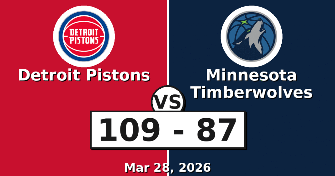 Detroit Pistons vs Minnesota Timberwolves Match Player Stats