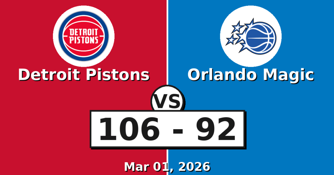 Detroit Pistons vs Orlando Magic Match Player Stats