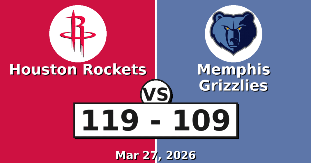 Houston Rockets vs Memphis Grizzlies Match Player Stats