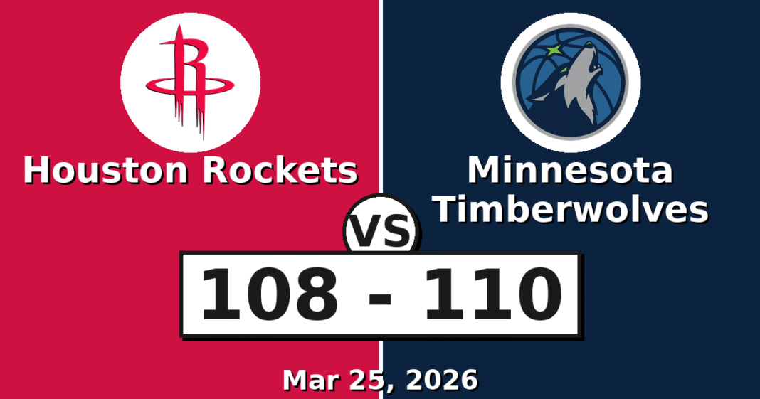 Houston Rockets vs Minnesota Timberwolves Match Player Stats (Mar 25, 2026)