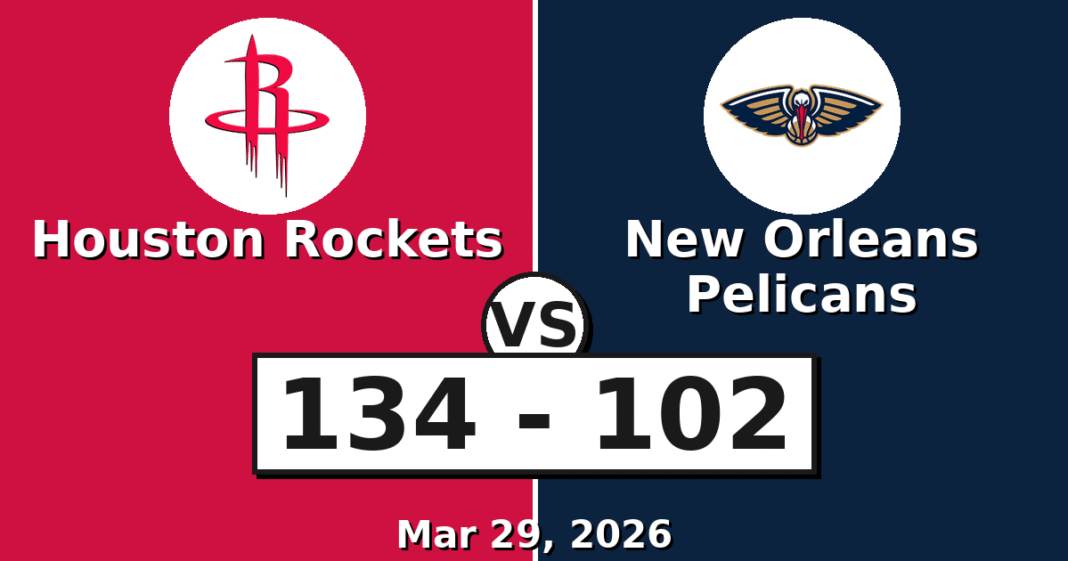 Houston Rockets vs New Orleans Pelicans Match Player Stats (Mar 29, 2026)