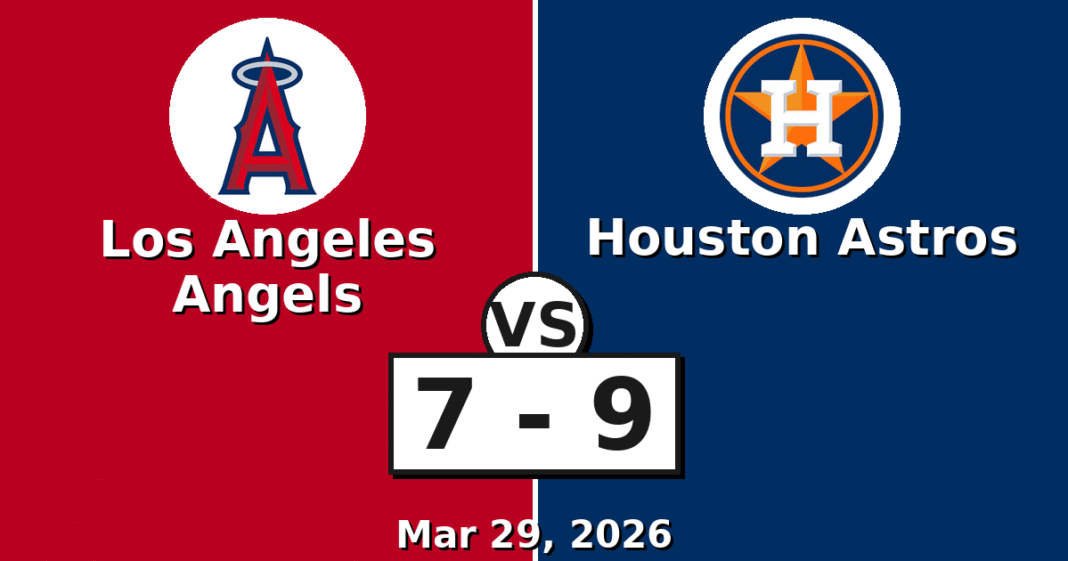 Los Angeles Angels vs Houston Astros Match Player Stats (Mar 29, 2026)