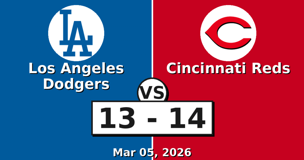 Los Angeles Dodgers vs Cincinnati Reds Match Player Stats