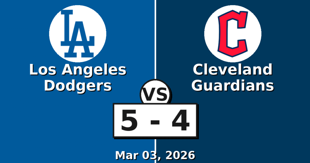 Los Angeles Dodgers vs Cleveland Guardians Match Player Stats