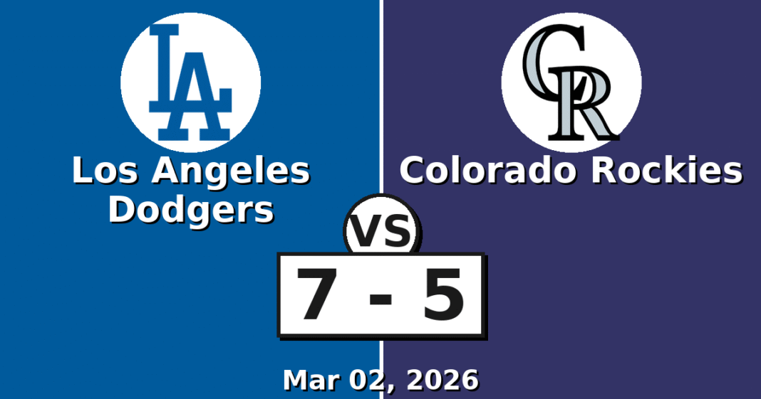 Los Angeles Dodgers vs Colorado Rockies Match Player Stats