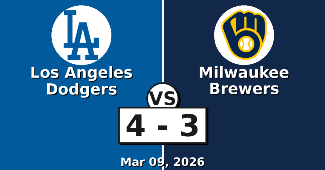 Los Angeles Dodgers vs Milwaukee Brewers Match Player Stats