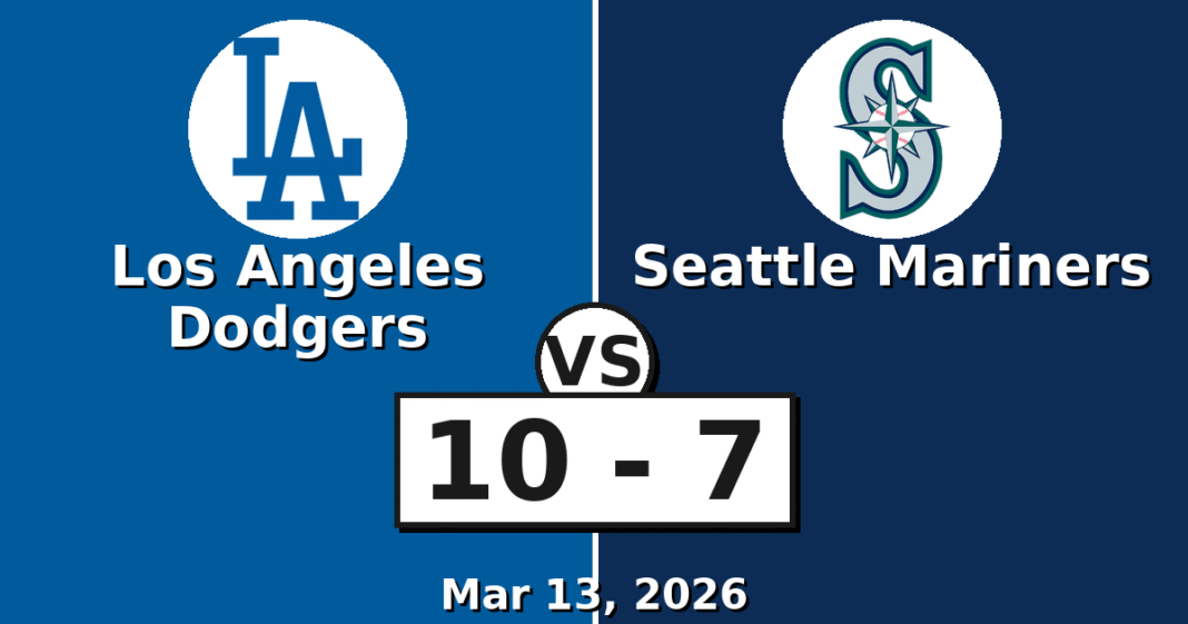 Los Angeles Dodgers vs Seattle Mariners Match Player Stats