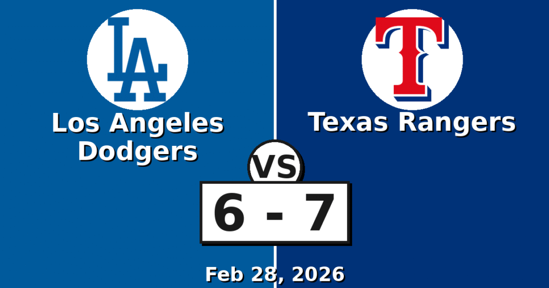 Los Angeles Dodgers vs Texas Rangers Match Player Stats