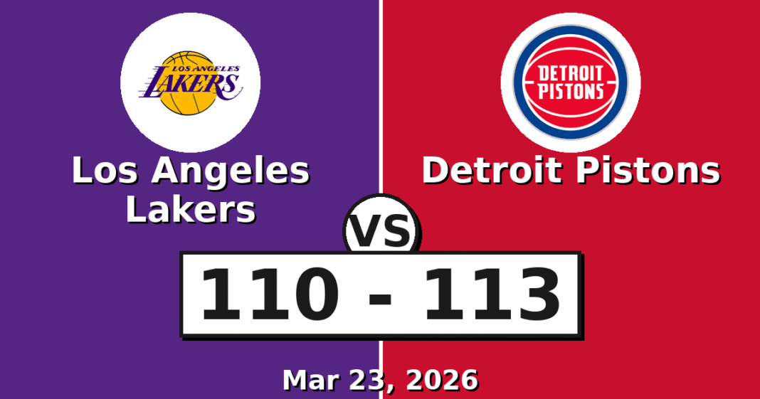 Los Angeles Lakers vs Detroit Pistons Match Player Stats