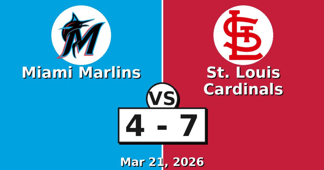 Miami Marlins vs St. Louis Cardinals Match Player Stats (Mar 21, 2026)