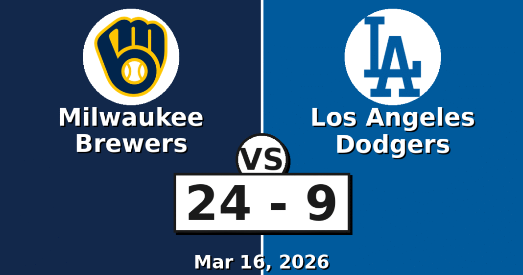 Milwaukee Brewers vs Los Angeles Dodgers Match Player Stats