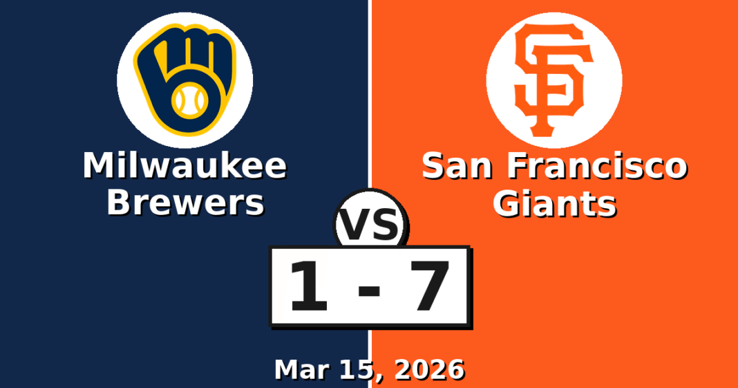 Milwaukee Brewers vs San Francisco Giants Match Player Stats (Mar 15, 2026)