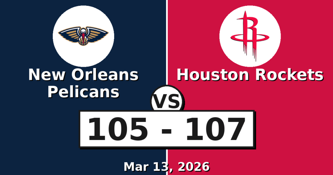 New Orleans Pelicans vs Houston Rockets Match Player Stats (Mar 13, 2026)