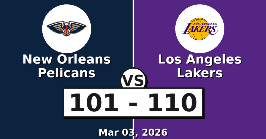New Orleans Pelicans vs Los Angeles Lakers Match Player Stats