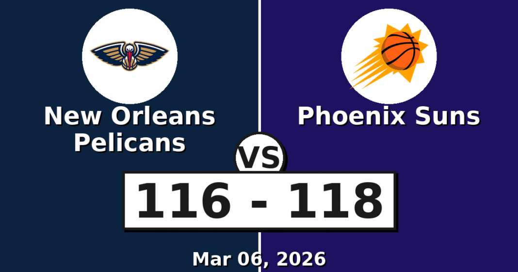 New Orleans Pelicans vs Phoenix Suns Match Player Stats