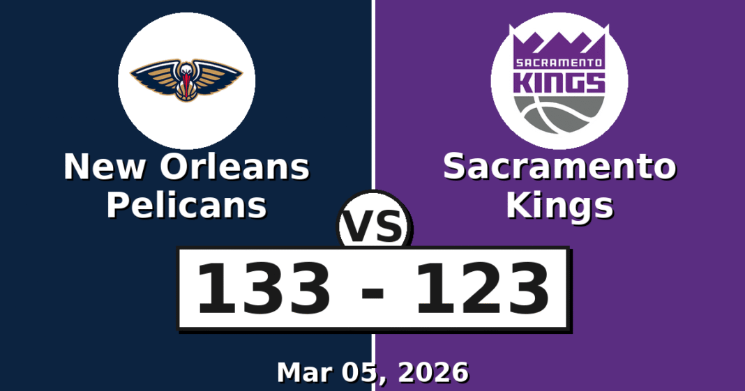 New Orleans Pelicans vs Sacramento Kings Match Player Stats