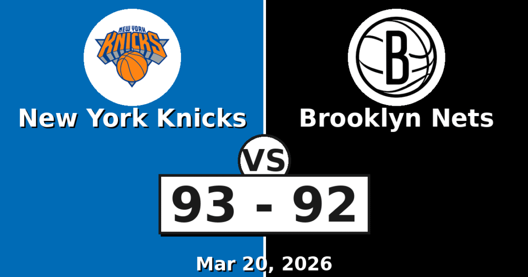 New York Knicks vs Brooklyn Nets Match Player Stats (Mar 20, 2026)