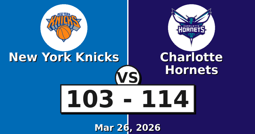 New York Knicks vs Charlotte Hornets Match Player Stats