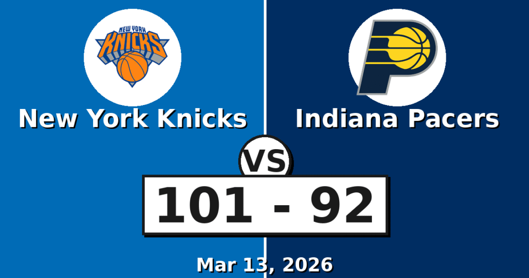 New York Knicks vs Indiana Pacers Match Player Stats (Mar 13, 2026)