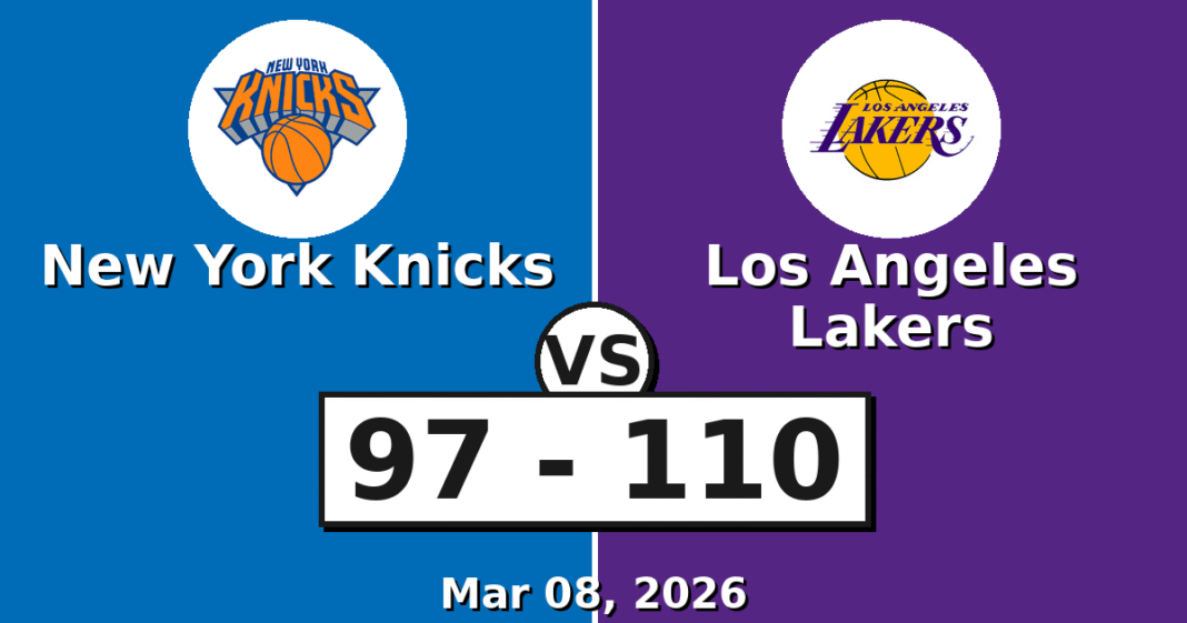 New York Knicks vs Los Angeles Lakers Match Player Stats