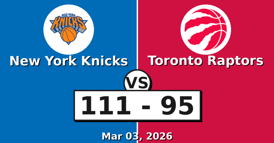 New York Knicks vs Toronto Raptors Match Player Stats