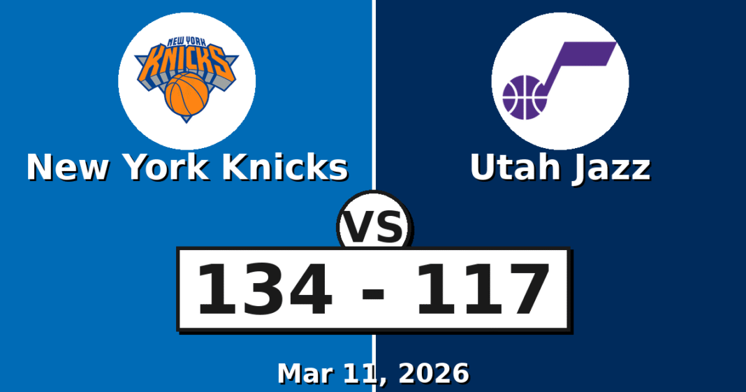 New York Knicks vs Utah Jazz Match Player Stats