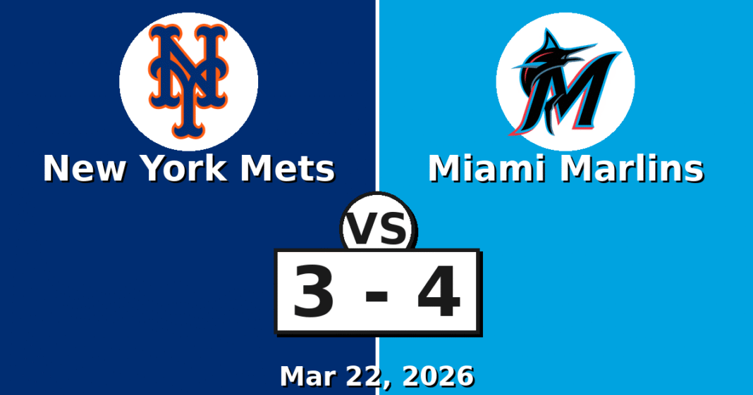 New York Mets vs Miami Marlins Match Player Stats (Mar 22, 2026)