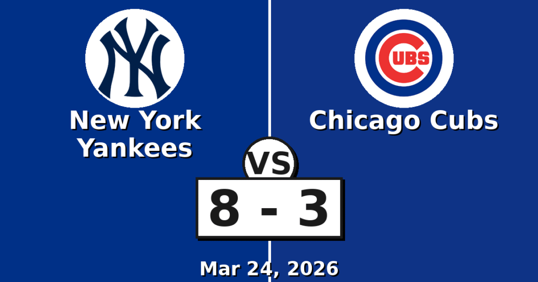 New York Yankees vs Chicago Cubs Match Player Stats (Mar 24, 2026)