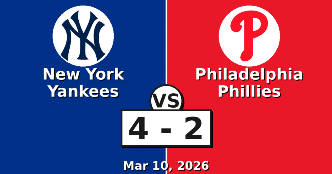 New York Yankees vs Philadelphia Phillies Match Player Stats (Mar 10, 2026)