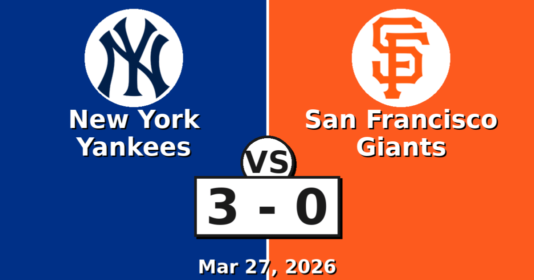 New York Yankees vs San Francisco Giants Match Player Stats (Mar 27, 2026)