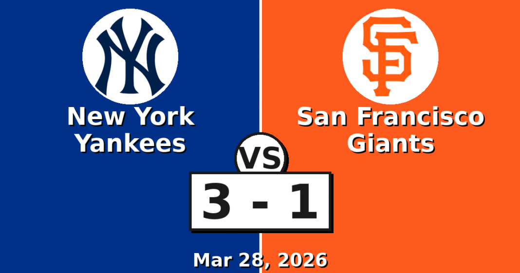 New York Yankees vs San Francisco Giants Match Player Stats (Mar 28, 2026)