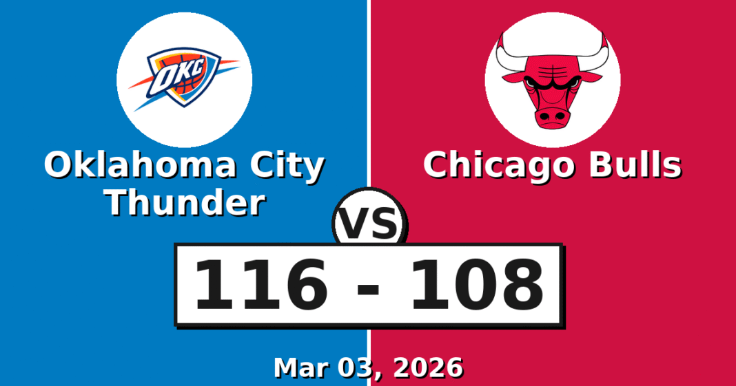 Oklahoma City Thunder vs Chicago Bulls Match Player Stats