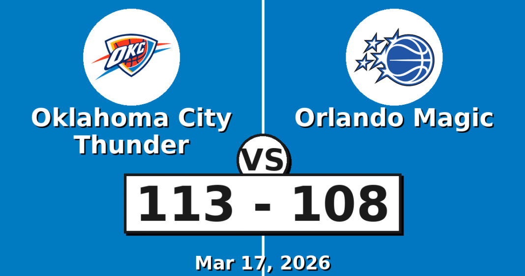 Oklahoma City Thunder vs Orlando Magic Match Player Stats (Mar 17, 2026)