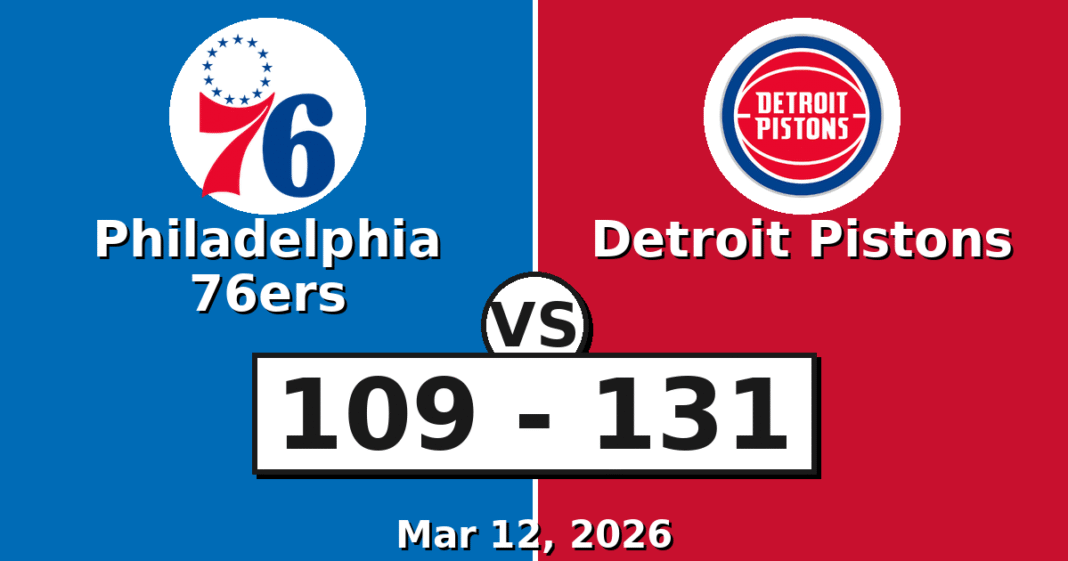 Philadelphia 76ers vs Detroit Pistons Match Player Stats
