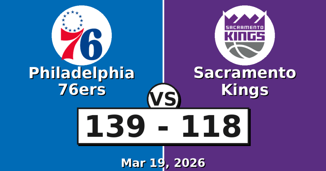 Philadelphia 76ers vs Sacramento Kings Match Player Stats (Mar 19, 2026)