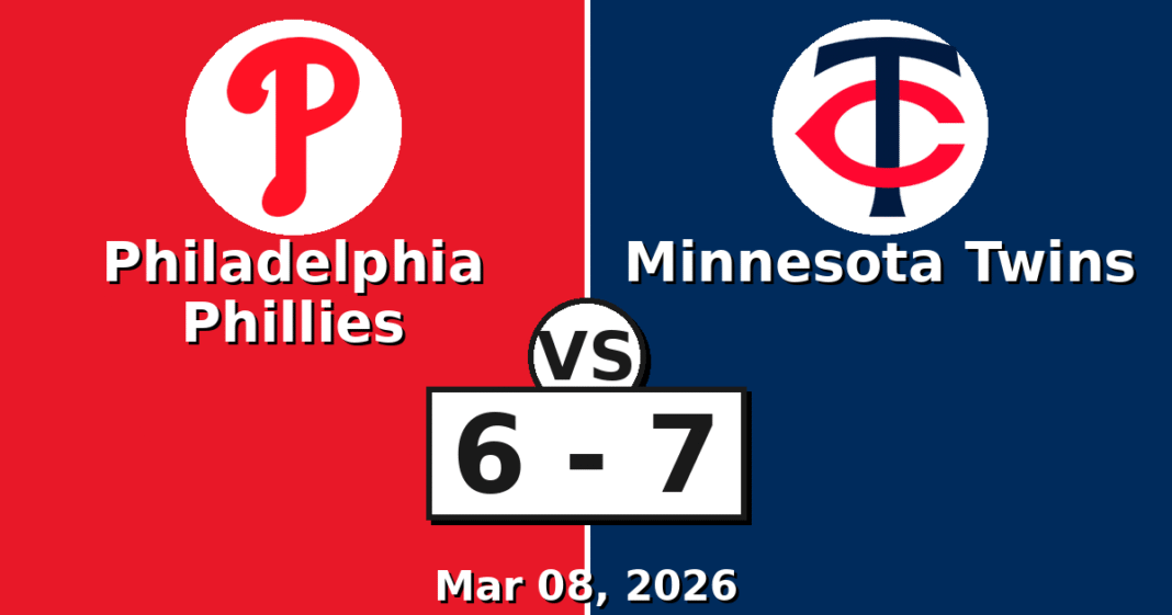 Philadelphia Phillies vs Minnesota Twins Match Player Stats (Mar 08, 2026)