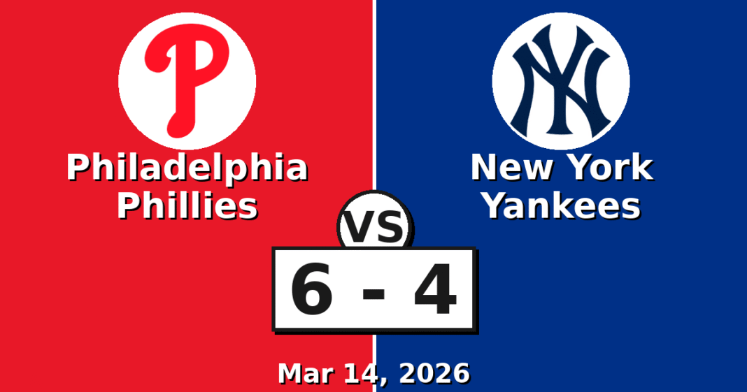 Philadelphia Phillies vs New York Yankees Match Player Stats (Mar 14, 2026)
