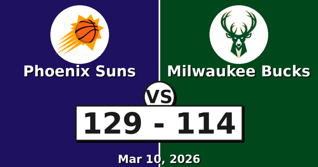 Phoenix Suns vs Milwaukee Bucks Match Player Stats