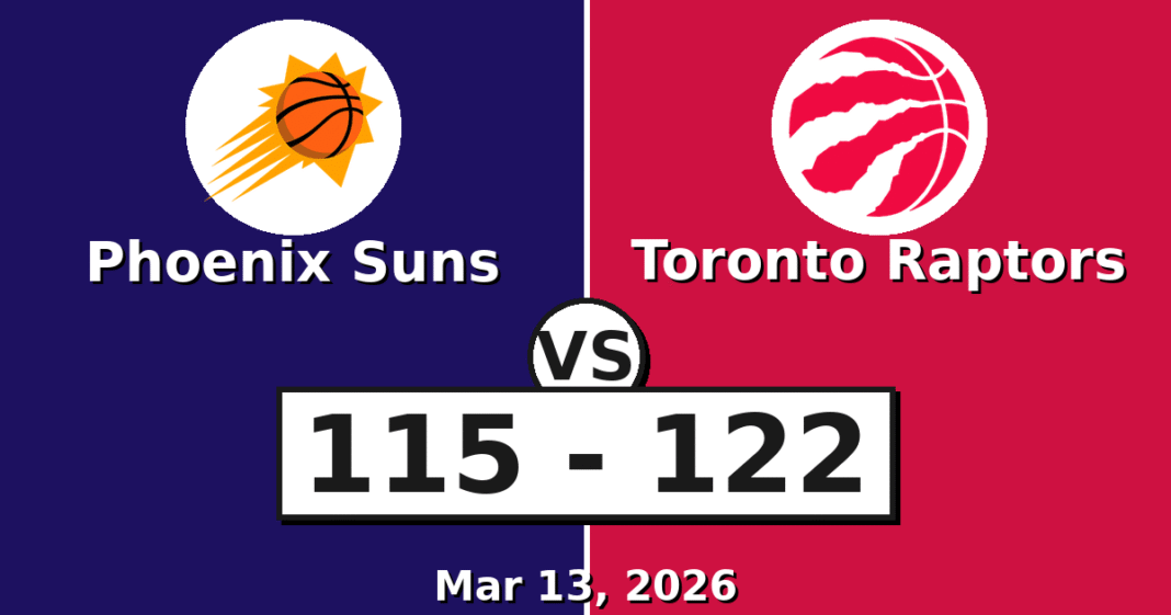 Phoenix Suns vs Toronto Raptors Match Player Stats