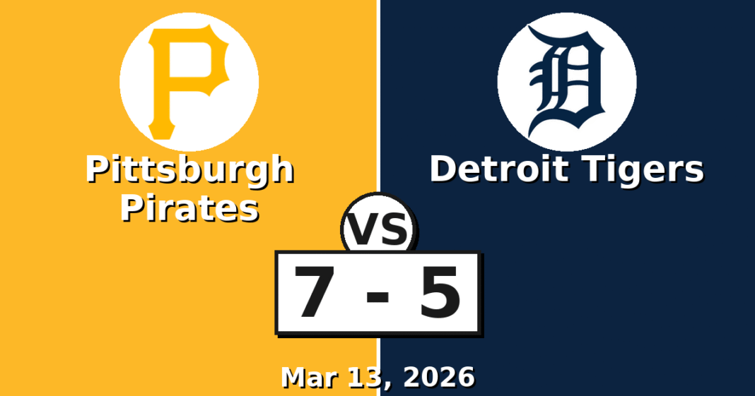 Pittsburgh Pirates vs Detroit Tigers Match Player Stats (Mar 13, 2026)