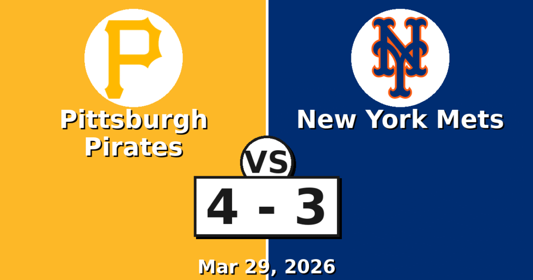 Pittsburgh Pirates vs New York Mets Match Player Stats