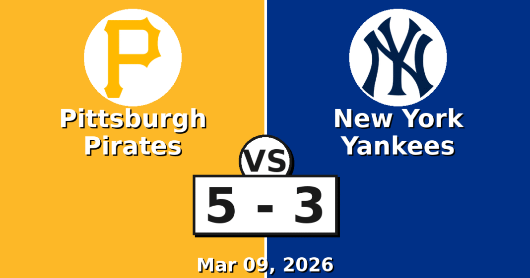 Pittsburgh Pirates vs New York Yankees Match Player Stats (Mar 09, 2026)