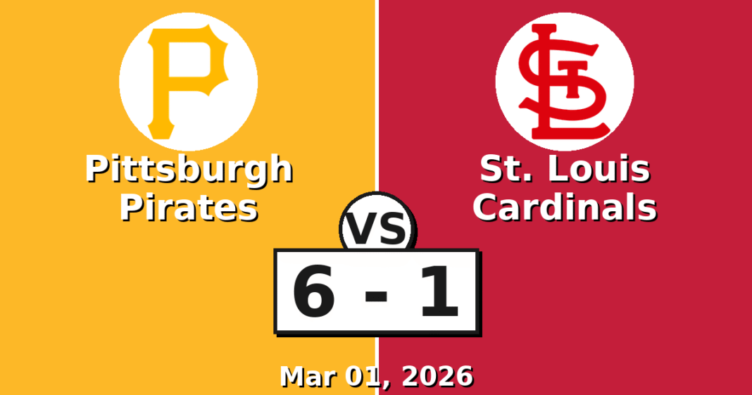 Pittsburgh Pirates vs St. Louis Cardinals Match Player Stats (Mar 01, 2026)