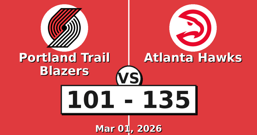 Portland Trail Blazers vs Atlanta Hawks Match Player Stats (Mar 01, 2026)
