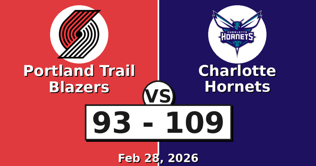 Portland Trail Blazers vs Charlotte Hornets Match Player Stats (Feb 28, 2026)